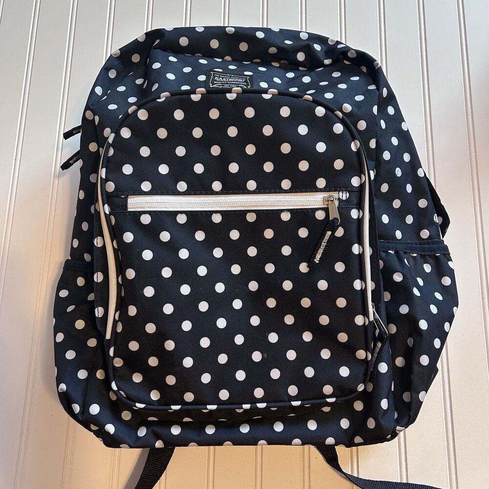 Eastport Navy Blue White Polka Dot Backpack Laptop Bookbag Travel Y2K School